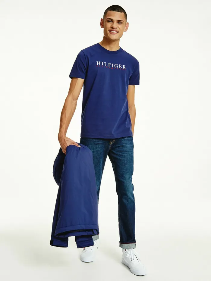 Tommy Hilfiger Signature Organic Cotton Graphic Logo TShirt Yale Navy Mens TShirts Popular Tommy Hilfiger Signature Organic Cotton Graphic Logo TShirt Yale Navy Mens TShirts Popular