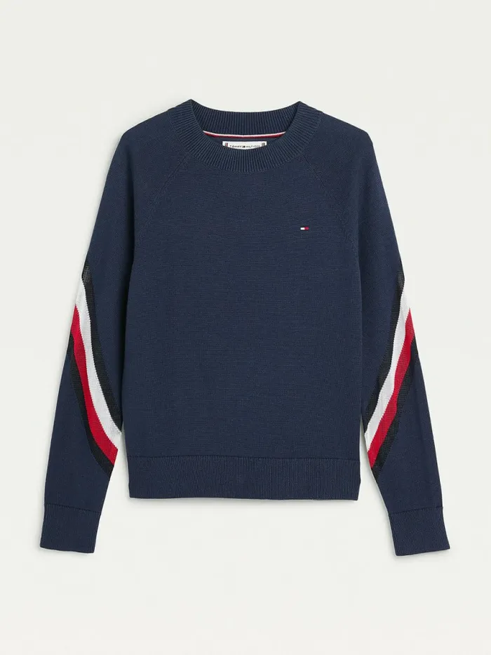 Tommy Hilfiger Signature Raglan Sleeves Fine Knit Jumper Twilight Navy Girls Jumpers and Cardigans Popular Tommy Hilfiger Signature Raglan Sleeves Fine Knit Jumper Twilight Navy Girls Jumpers and Cardigans Popular