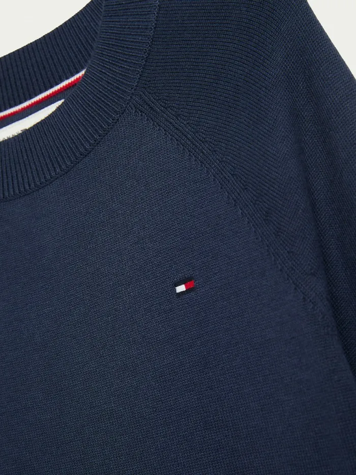 Tommy Hilfiger Signature Raglan Sleeves Fine Knit Jumper Twilight Navy Girls Jumpers and Cardigans Popular