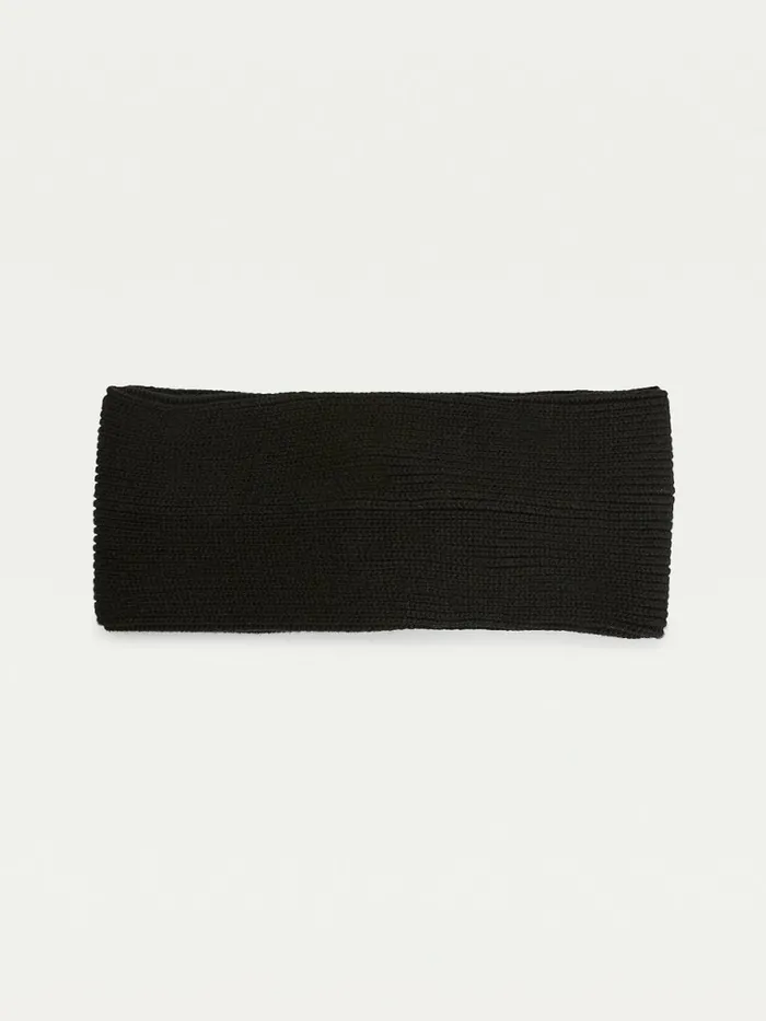 Tommy Hilfiger Signature Rib Knit Twist Headband Black Womens Hats and Scarves Gift for Friend
