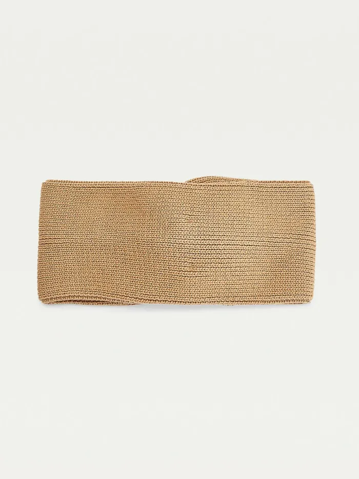 Tommy Hilfiger Signature Rib Knit Twist Headband Camel Womens Hats and Scarves Popular