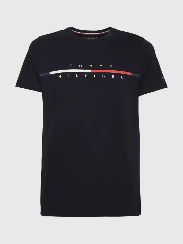 Tommy Hilfiger Signature Split Logo TShirt Desert Sky Mens TShirts Sale