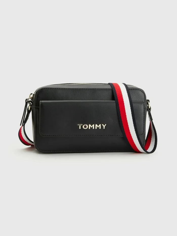 Tommy Hilfiger Signature Strap Crossover Bag Black Womens Bags On Sale