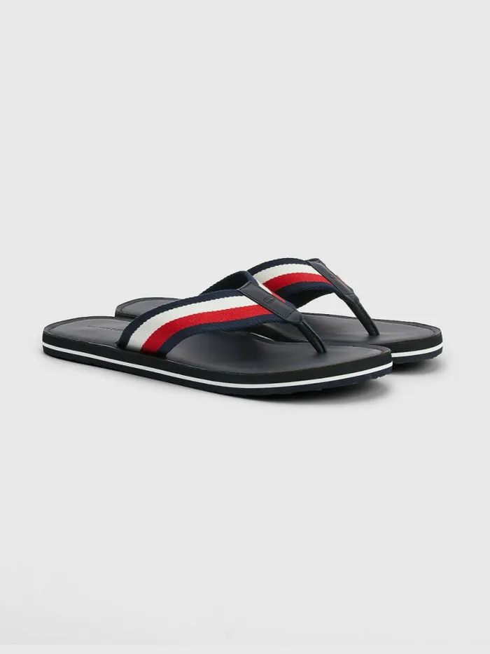 Tommy Hilfiger Signature Tape Leather Footbed FlipFlops Desert Sky Mens Sandals Sliders and Flip Flops Cheap On Sale Tommy Hilfiger Signature Tape Leather Footbed FlipFlops Desert Sky Mens Sandals Sliders and Flip Flops Cheap On Sale