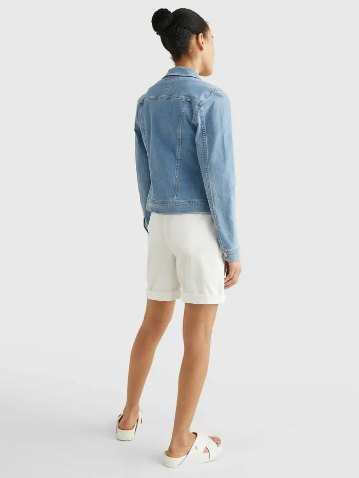 Tommy Hilfiger Signature Tape Slim Fit Denim Jacket Izz Womens Coats and Jackets Cheap On Sale