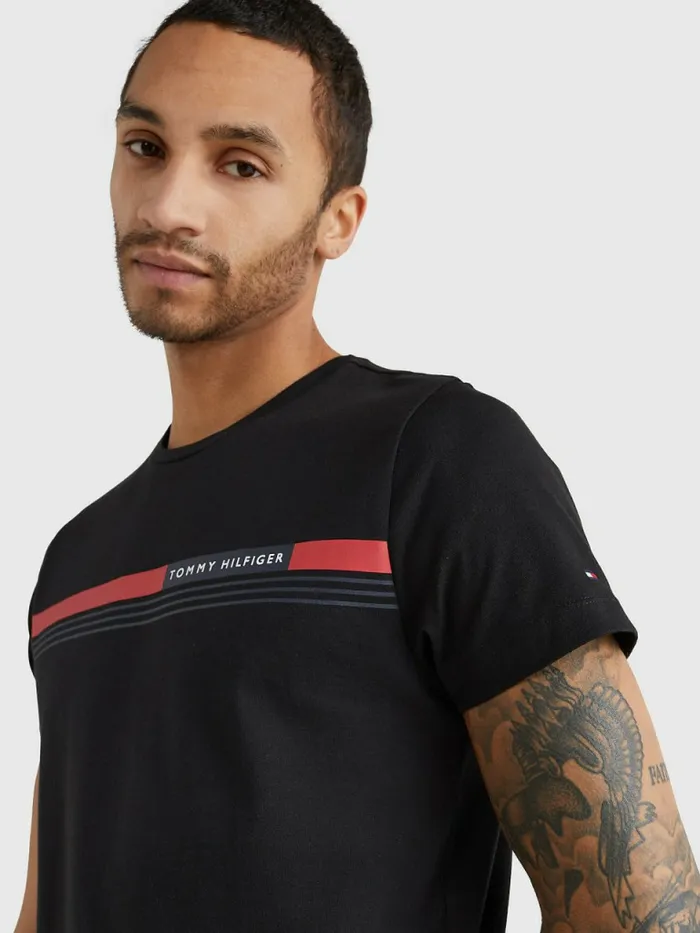 Tommy Hilfiger Signature Tape TShirt Black Mens TShirts Gift 4 You