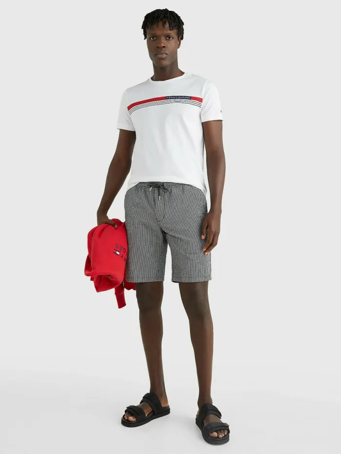 Tommy Hilfiger Signature Tape TShirt White Mens TShirts Near Me