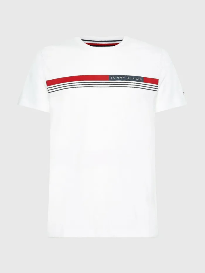 Tommy Hilfiger Signature Tape TShirt White Mens TShirts Near Me