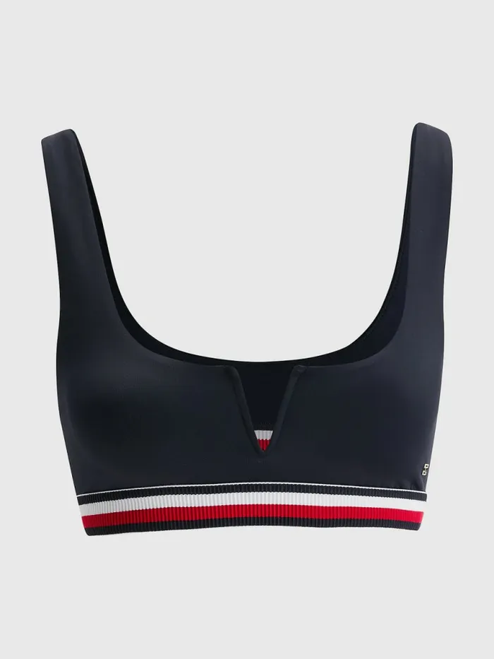 Tommy Hilfiger Signature Tape Underband VCut Bikini Bralette Desert Sky Womens Swimwear On Sale Tommy Hilfiger Signature Tape Underband VCut Bikini Bralette Desert Sky Womens Swimwear On Sale