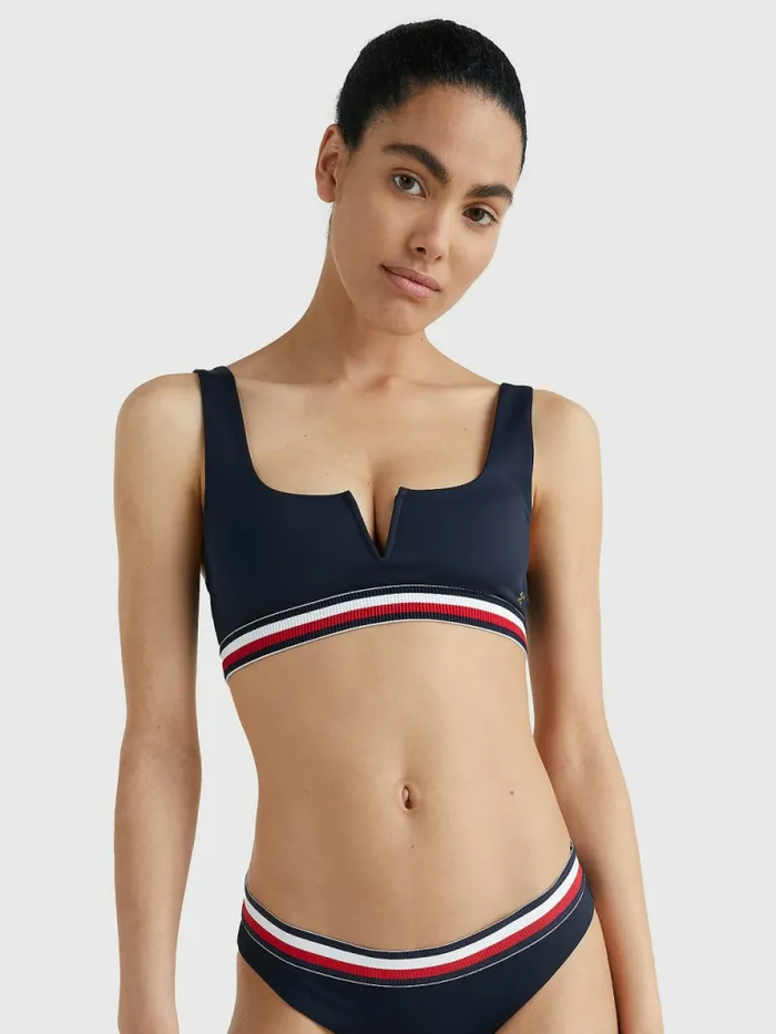 Tommy Hilfiger Signature Tape Underband VCut Bikini Bralette Desert Sky Womens Swimwear On Sale