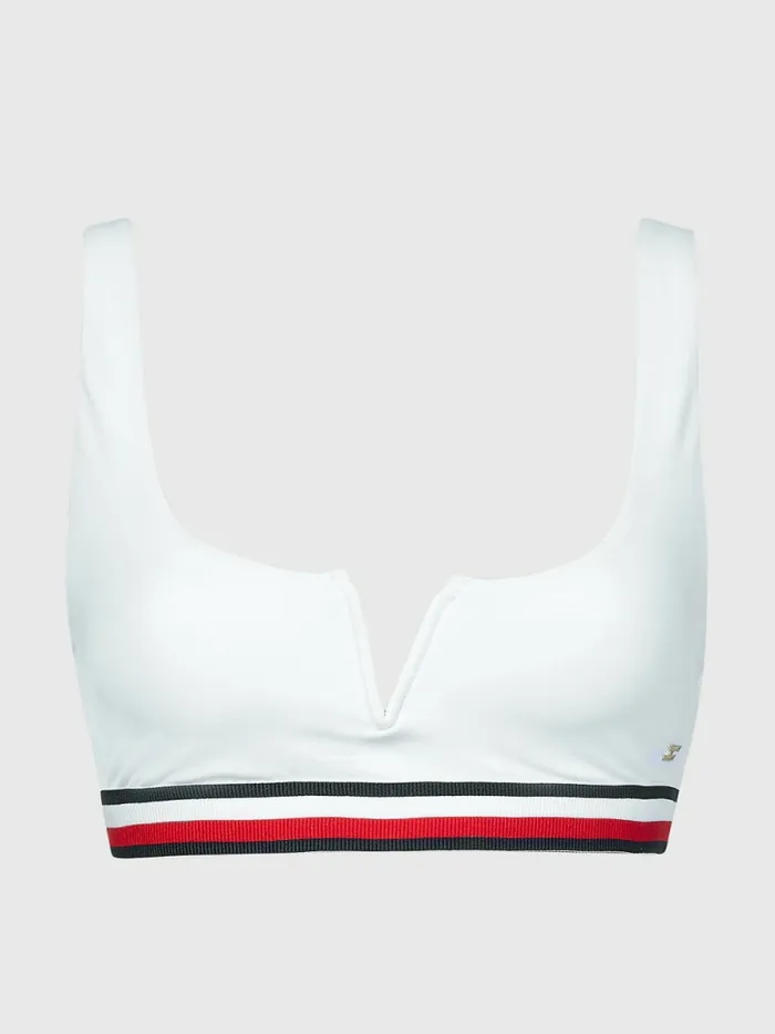 Tommy Hilfiger Signature Tape Underband VCut Bikini Bralette White Womens Swimwear Casaul