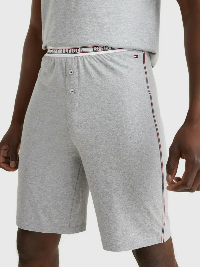 Tommy Hilfiger Signature Tape Waistband Pyjama Short Light Grey Heather Mens Loungewear and Nightwear Tommy Hilfiger Signature Tape Waistband Pyjama Short Light Grey Heather Mens Loungewear and Nightwear