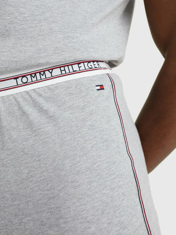 Tommy Hilfiger Signature Tape Waistband Pyjama Short Light Grey Heather Mens Loungewear and Nightwear