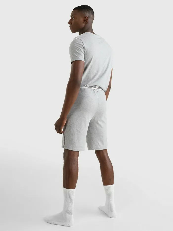 Tommy Hilfiger Signature Tape Waistband Pyjama Short Light Grey Heather Mens Loungewear and Nightwear