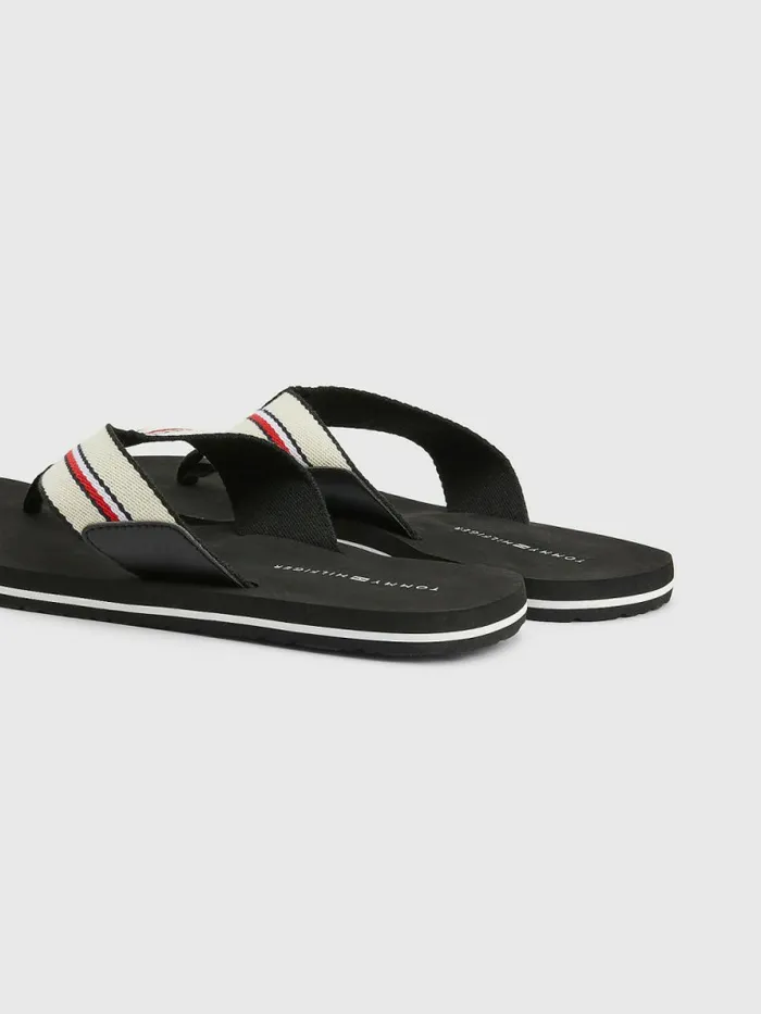 Tommy Hilfiger Signature Webbing Strap FlipFlops Ecru Mens Sandals Sliders and Flip Flops Near Me