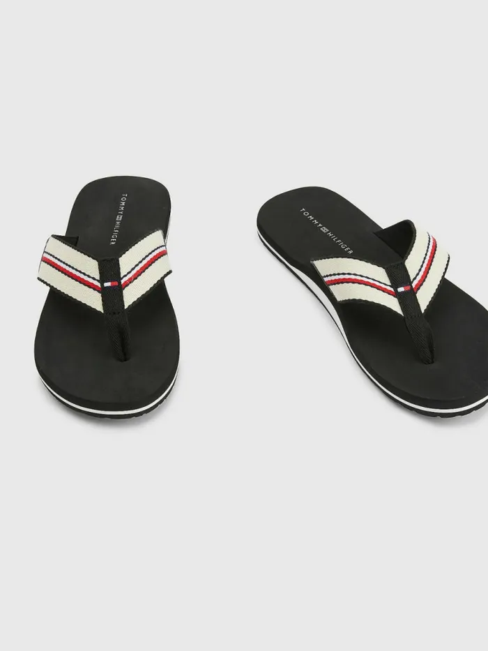 Tommy Hilfiger Signature Webbing Strap FlipFlops Ecru Mens Sandals Sliders and Flip Flops Near Me