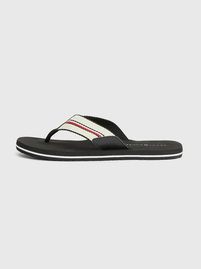 Tommy Hilfiger Signature Webbing Strap FlipFlops Ecru Mens Sandals Sliders and Flip Flops Near Me