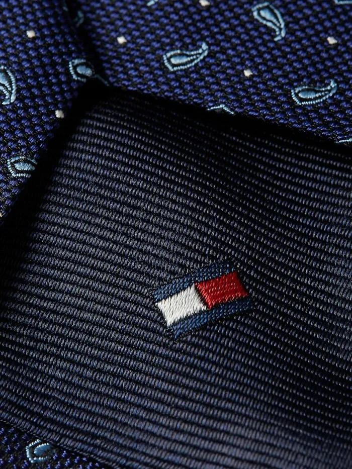 Tommy Hilfiger Silk Paisley Tie BlueLight BlueWhite Mens Ties and Pocket Squares