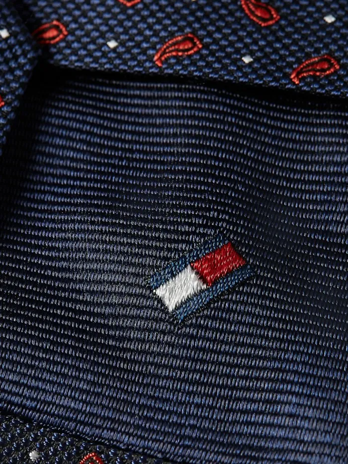 Tommy Hilfiger Silk Paisley Tie RedNavyWhite Mens Ties and Pocket Squares
