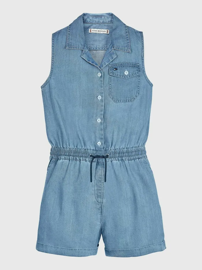 Tommy Hilfiger Sleeveless Playsuit Denim Light Girls Dresses Sale
