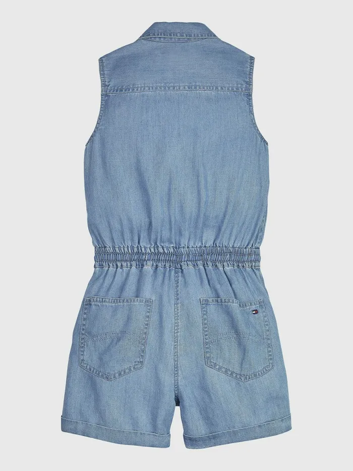 Tommy Hilfiger Sleeveless Playsuit Denim Light Girls Dresses Sale