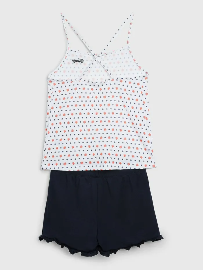 Tommy Hilfiger Sleeveless Vest And Shorts Pyjama Set Ditsy Paint FloralDesert Sky Girls Underwear and Socks For Sale