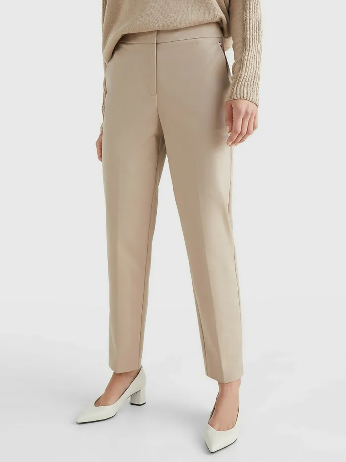 Tommy Hilfiger Slim Ankle Trousers Beige Womens Trousers