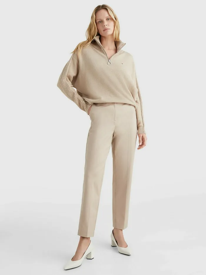 Tommy Hilfiger Slim Ankle Trousers Beige Womens Trousers