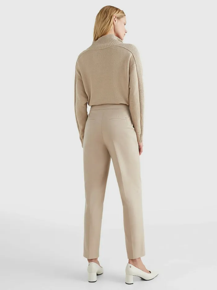 Tommy Hilfiger Slim Ankle Trousers Beige Womens Trousers