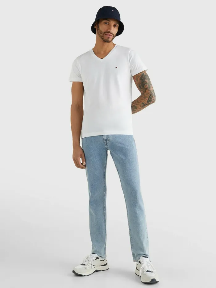 Tommy Hilfiger Slim Fit Cotton TShirt Bright White Mens TShirts Cheap On Sale