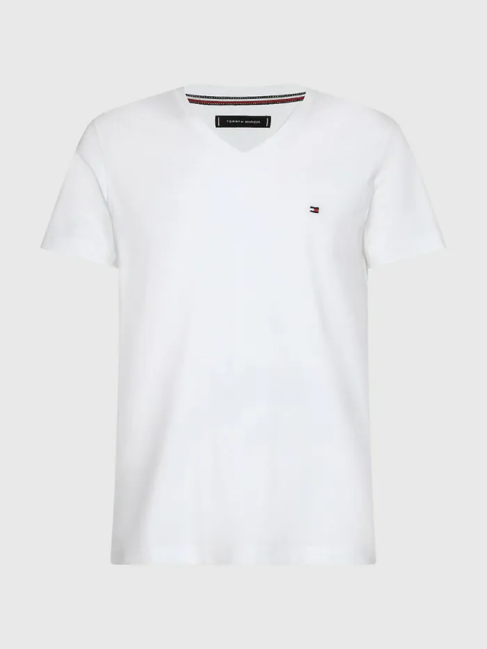 Tommy Hilfiger Slim Fit Cotton TShirt Bright White Mens TShirts Cheap On Sale