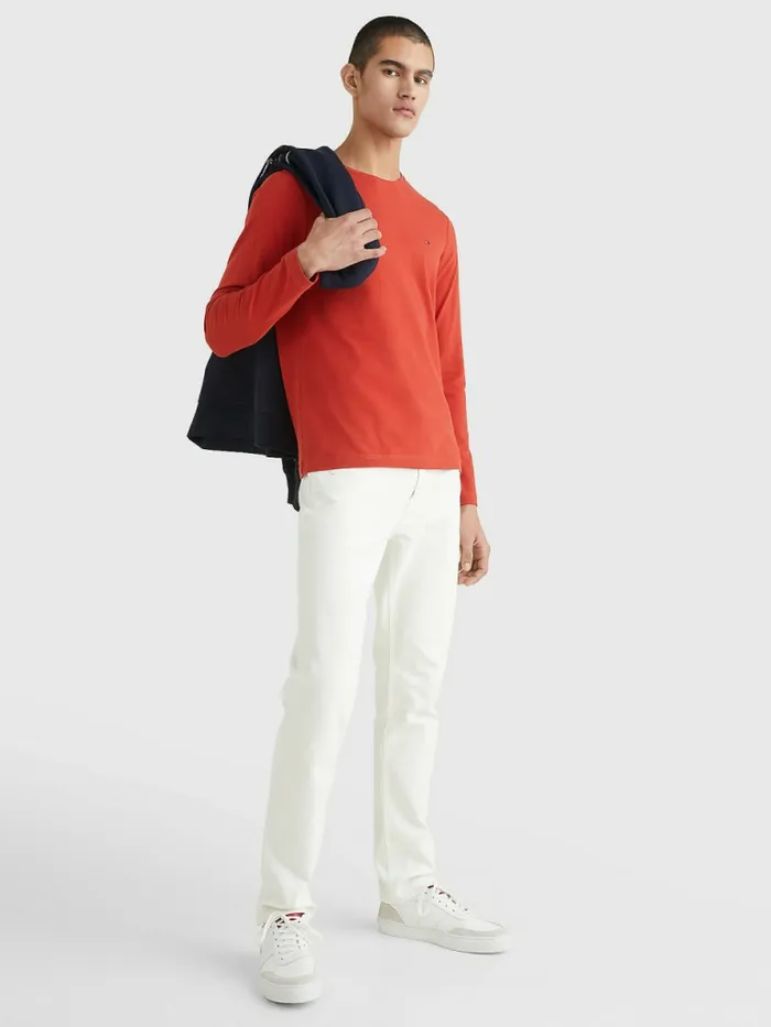 Tommy Hilfiger Slim Fit LongSleeved TShirt Cinnabar Red Mens TShirts Sale
