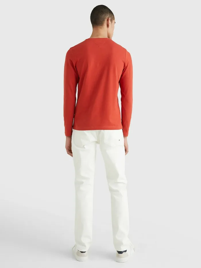 Tommy Hilfiger Slim Fit LongSleeved TShirt Cinnabar Red Mens TShirts Sale