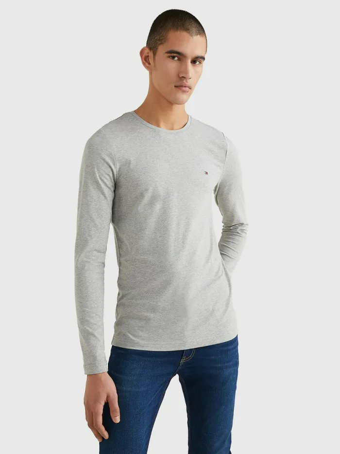 Tommy Hilfiger Slim Fit LongSleeved TShirt Light Grey Heather Mens TShirts Sale Tommy Hilfiger Slim Fit LongSleeved TShirt Light Grey Heather Mens TShirts Sale