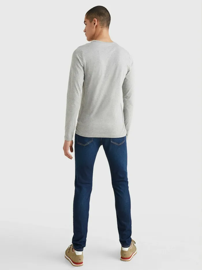 Tommy Hilfiger Slim Fit LongSleeved TShirt Light Grey Heather Mens TShirts Sale
