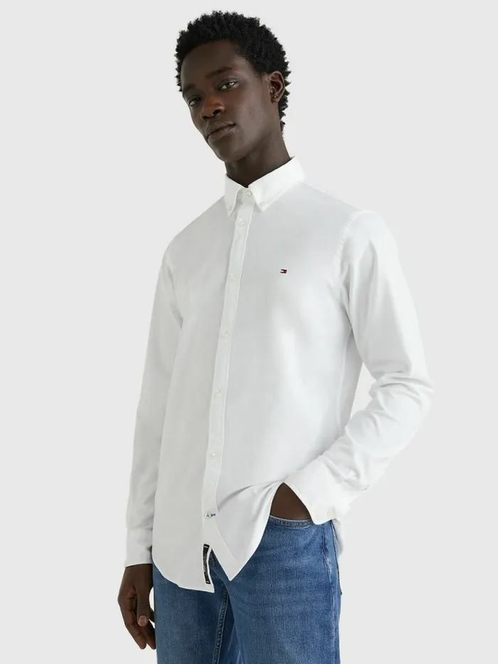 Tommy Hilfiger Slim Fit Oxford Shirt Bright White Mens Essentials