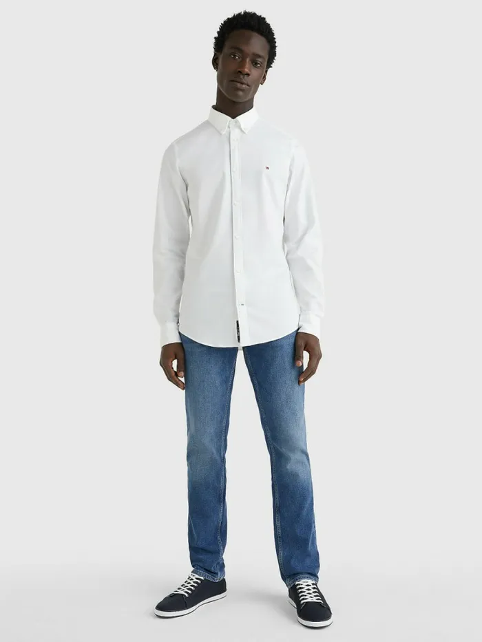 Tommy Hilfiger Slim Fit Oxford Shirt Bright White Mens Essentials