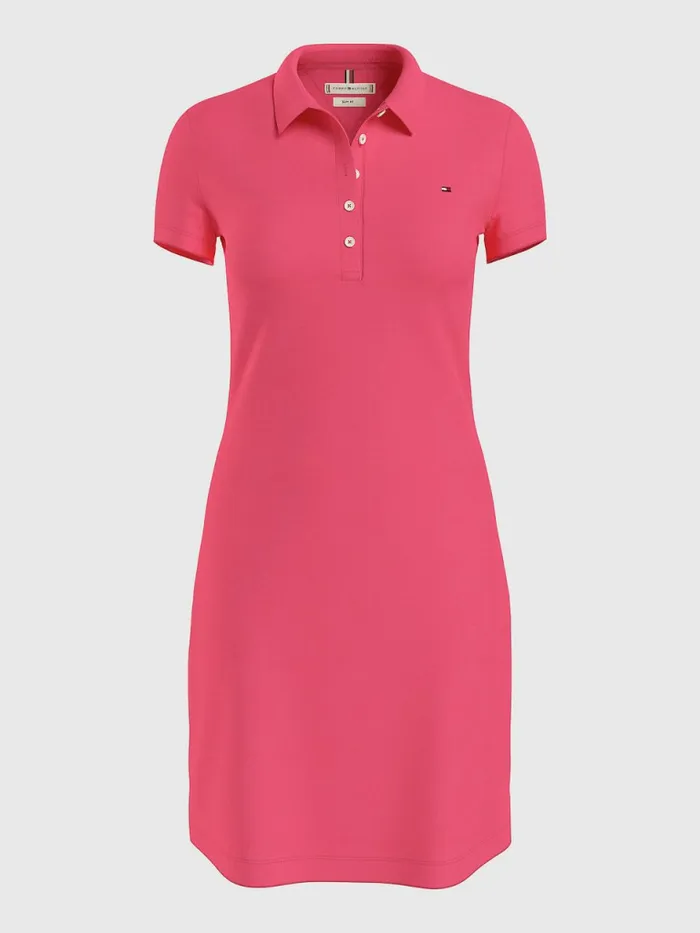 Tommy Hilfiger Slim Fit Polo Dress Pink Splendor Womens Dresses and Jumpsuits Casaul