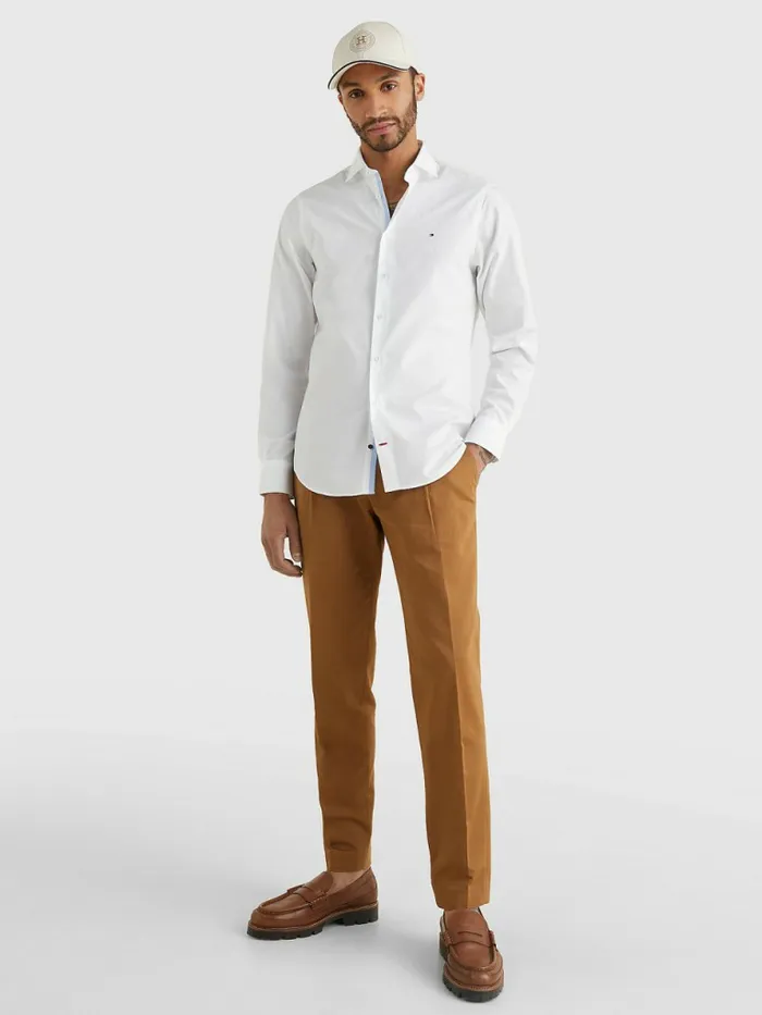 Tommy Hilfiger Slim Fit Poplin Shirt Bright White Mens Shirts Cheap On Sale