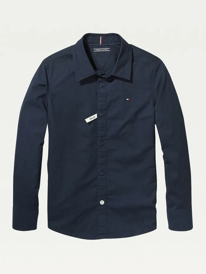 Tommy Hilfiger Slim Fit Stretch Shirt Sky Captain Girls Tops and TShirts Casaul Tommy Hilfiger Slim Fit Stretch Shirt Sky Captain Girls Tops and TShirts Casaul