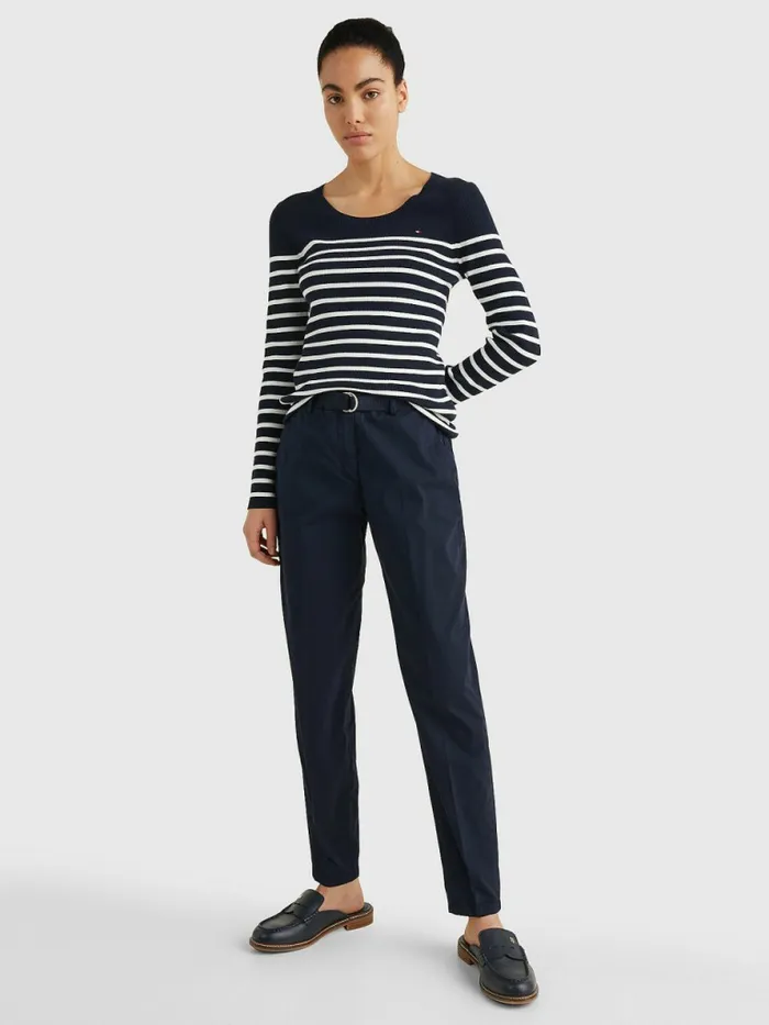 Tommy Hilfiger Slim Fit Stripe Jumper Breton StpEcru Desert Sky Womens Knitwear Gift 4 You
