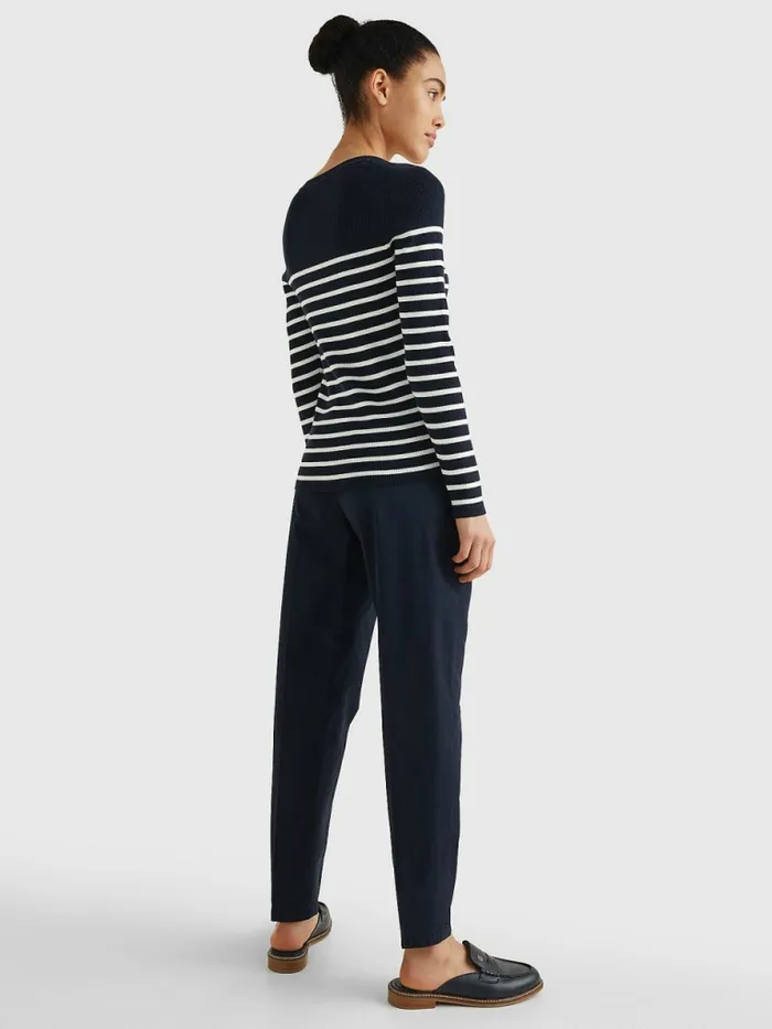 Tommy Hilfiger Slim Fit Stripe Jumper Breton StpEcru Desert Sky Womens Knitwear Gift 4 You