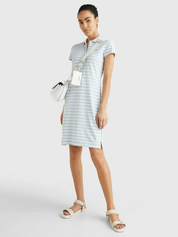 Tommy Hilfiger Slim Fit Stripe Polo Dress Breton StpBreezy Blue White Womens Dresses and Jumpsuits Near Me