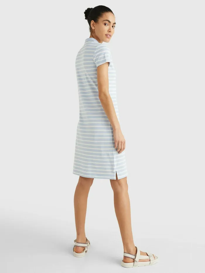 Tommy Hilfiger Slim Fit Stripe Polo Dress Breton StpBreezy Blue White Womens Dresses and Jumpsuits Near Me