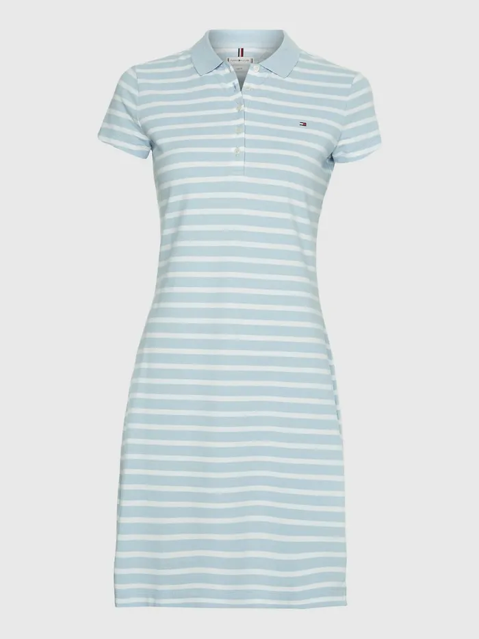 Tommy Hilfiger Slim Fit Stripe Polo Dress Breton StpBreezy Blue White Womens Dresses and Jumpsuits Near Me