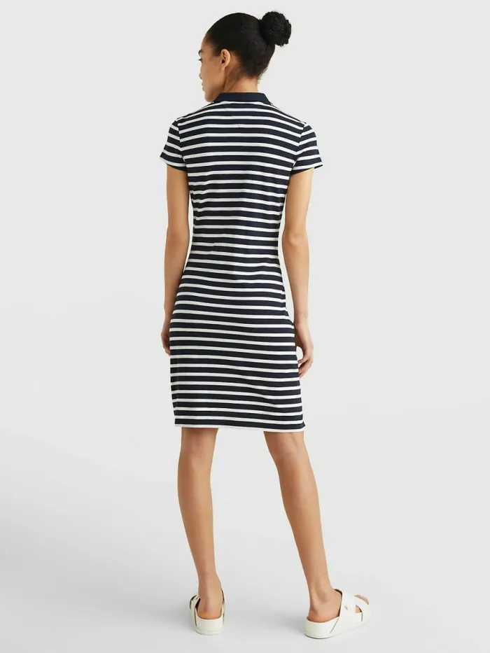 Tommy Hilfiger Slim Fit Stripe Polo Dress Breton StpDesert Sky White Womens Dresses and Jumpsuits Cheap On Sale