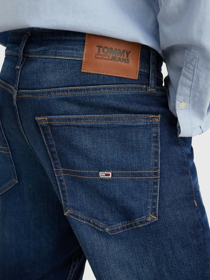 Tommy Hilfiger Slim Fit Tapered Faded Jeans Aspen Dark Blue Stretch Mens Jeans On Sale
