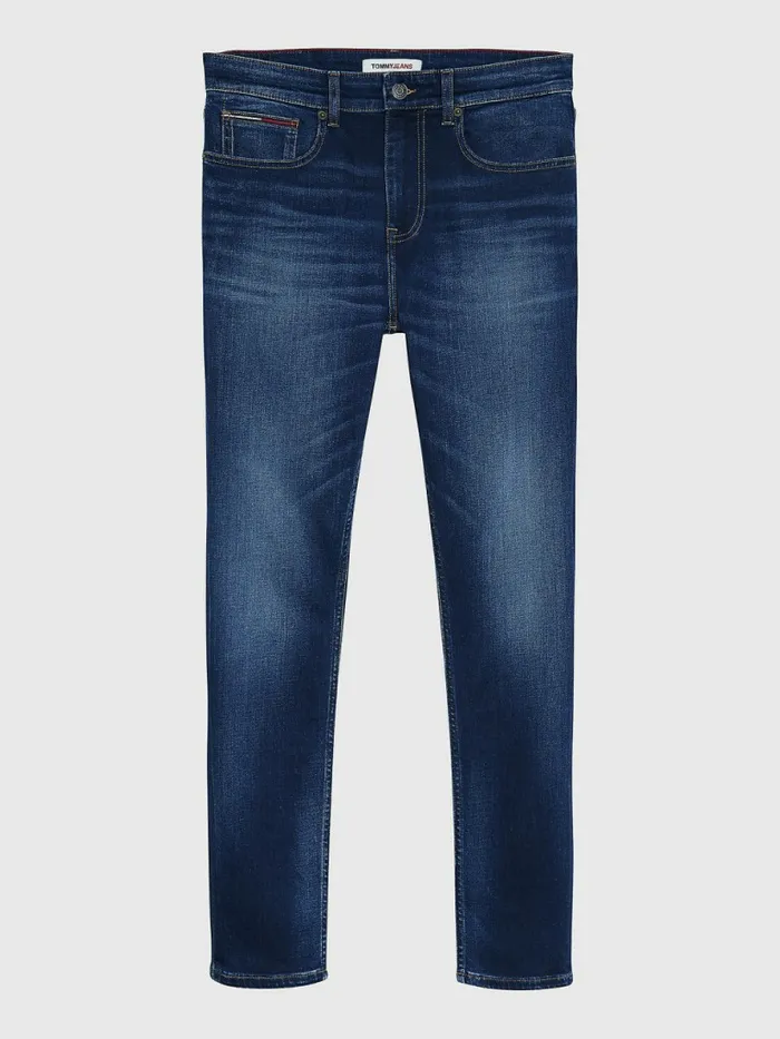 Tommy Hilfiger Slim Fit Tapered Faded Jeans Aspen Dark Blue Stretch Mens Jeans On Sale