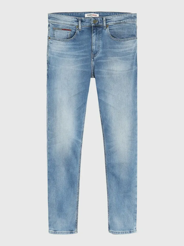 Tommy Hilfiger Slim Fit Tapered Faded Jeans Wilson Light Blue Stretch Mens Jeans Fashion