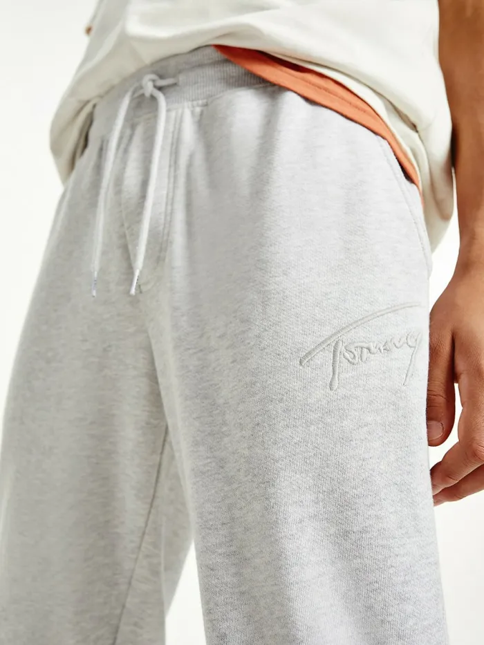 Tommy Hilfiger Slim Fleece Signature Joggers Lt Grey Htr Mens Trousers